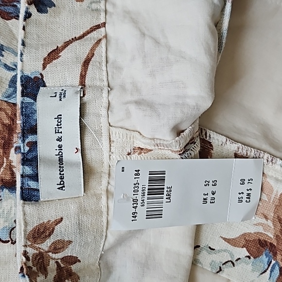 NEW Abercrombie & Fitch A&F Linen-Cotton Tailored Shorts Cream Floral Motif - L - Picture 3 of 8
